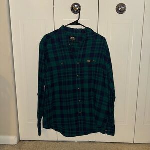 2/$15 Pacific Outfitters Green/Navy Plaid Men's Shirt Thick material